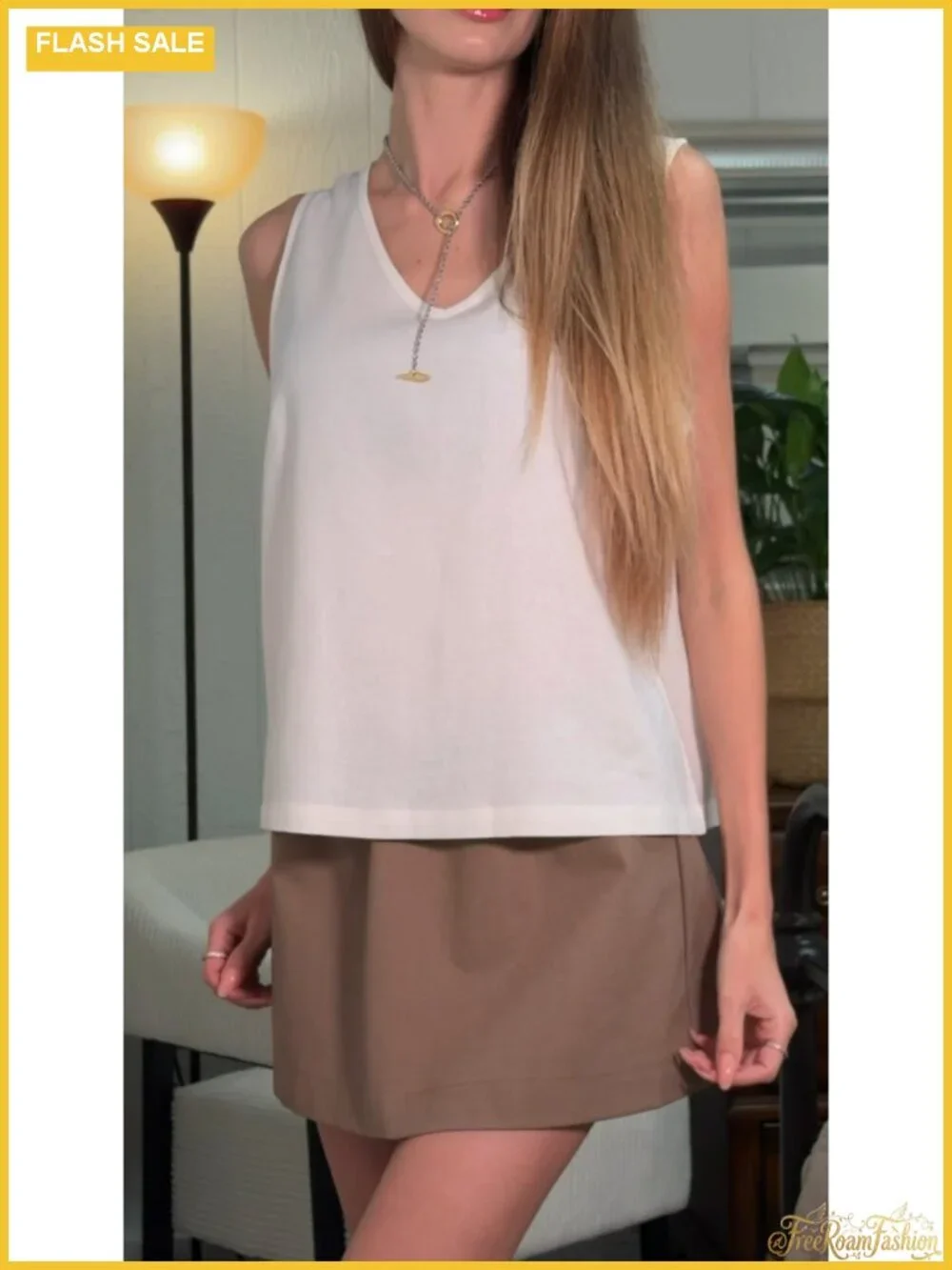 Women's Linen Skort with Built-In Shorts, A-Line Mini, Y2K Style